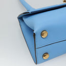 Salvatore Ferragamo Gancini Shoulder Bag Leather Blue Gold Auth 114931V-15