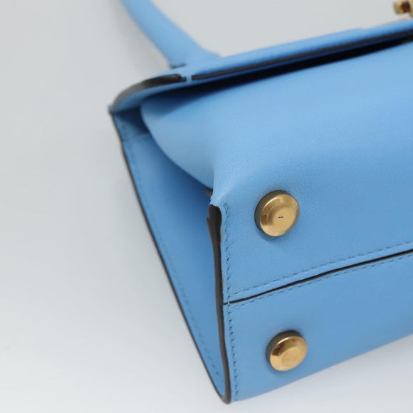 Salvatore Ferragamo Gancini Shoulder Bag Leather Blue Gold Auth 114931V