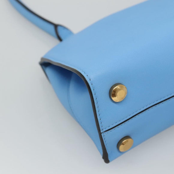 Salvatore Ferragamo Gancini Shoulder Bag Leather Blue Gold Auth 114931V