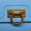 Salvatore Ferragamo Gancini Shoulder Bag Leather Blue Gold Auth 114931V-9