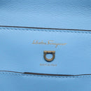 Salvatore Ferragamo Gancini Shoulder Bag Leather Blue Gold Auth 114931V-18