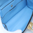 Salvatore Ferragamo Gancini Shoulder Bag Leather Blue Gold Auth 114931V-10