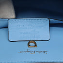 Salvatore Ferragamo Gancini Shoulder Bag Leather Blue Gold Auth 114931V-11