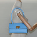 Salvatore Ferragamo Gancini Shoulder Bag Leather Blue Gold Auth 114931V-23