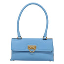 Salvatore Ferragamo Gancini Shoulder Bag Leather Blue Gold Auth 114931V-13