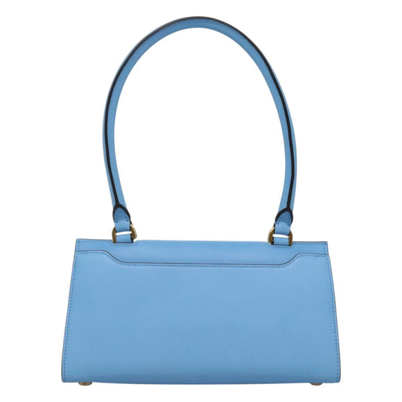 Salvatore Ferragamo Gancini Shoulder Bag Leather Blue Gold Auth 114931V