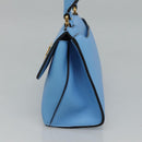Salvatore Ferragamo Gancini Shoulder Bag Leather Blue Gold Auth 114931V-4