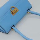Salvatore Ferragamo Gancini Shoulder Bag Leather Blue Gold Auth 114931V-6