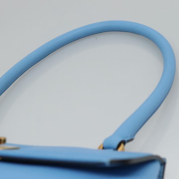 Salvatore Ferragamo Gancini Shoulder Bag Leather Blue Gold Auth 114931V