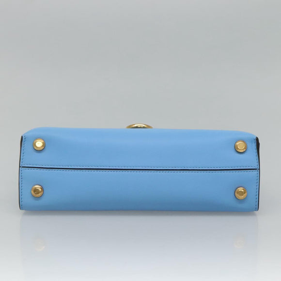 Salvatore Ferragamo Gancini Shoulder Bag Leather Blue Gold Auth 114931V