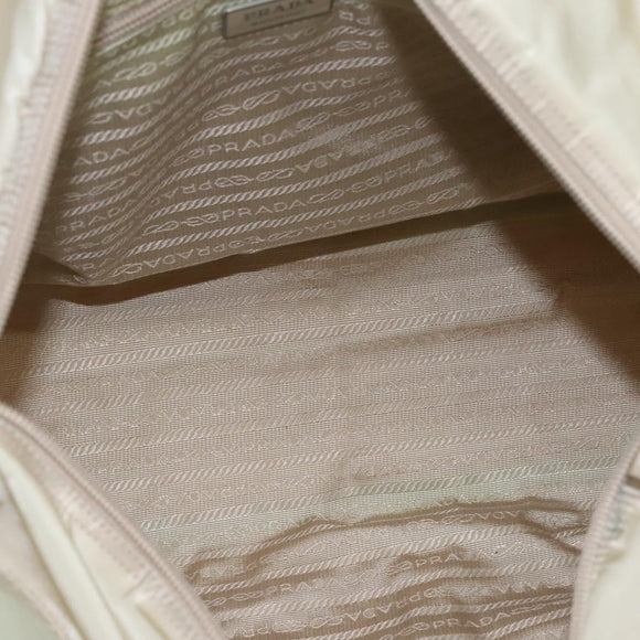 PRADA Tote Bag Nylon Ivory Silver Auth 114933