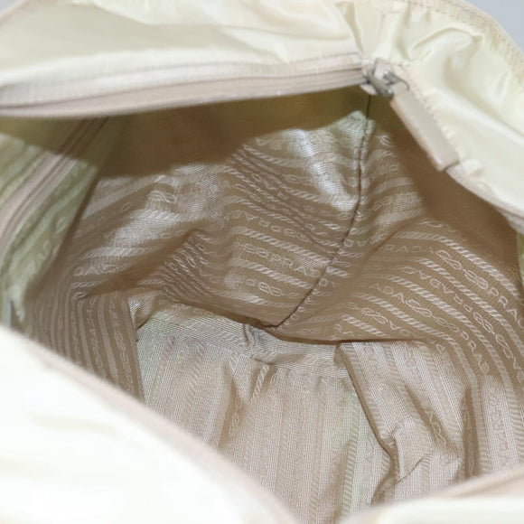 PRADA Tote Bag Nylon Ivory Silver Auth 114933