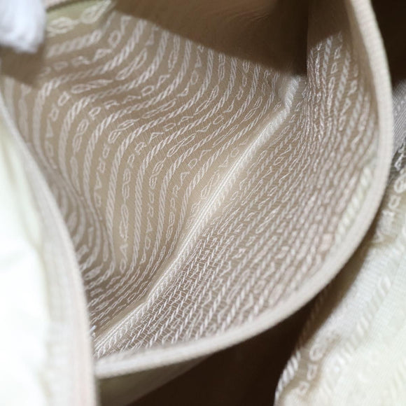 PRADA Tote Bag Nylon Ivory Silver Auth 114933