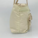 PRADA Tote Bag Nylon Ivory Silver Auth 114933-4