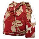 CHANEL Chain Shoulder Bag Canvas Red Gold CC Auth 114940-1