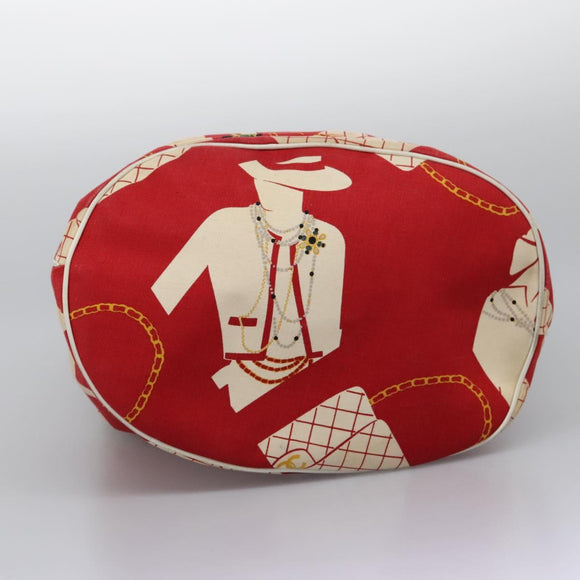 CHANEL Chain Shoulder Bag Canvas Red Gold CC Auth 114940