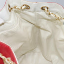CHANEL Chain Shoulder Bag Canvas Red Gold CC Auth 114940-19