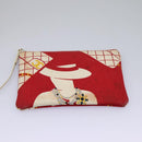 CHANEL Chain Shoulder Bag Canvas Red Gold CC Auth 114940-24