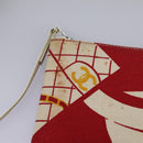 CHANEL Chain Shoulder Bag Canvas Red Gold CC Auth 114940-25