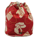 CHANEL Chain Shoulder Bag Canvas Red Gold CC Auth 114940-2