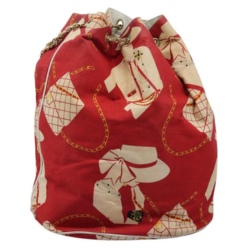 CHANEL Chain Shoulder Bag Canvas Red Gold CC Auth 114940 - 0