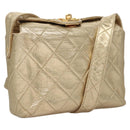 CHANEL Matelasse Shoulder Bag Lamb Skin Gold CC Auth 114942A-1
