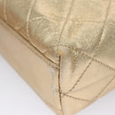 CHANEL Matelasse Shoulder Bag Lamb Skin Gold CC Auth 114942A-9
