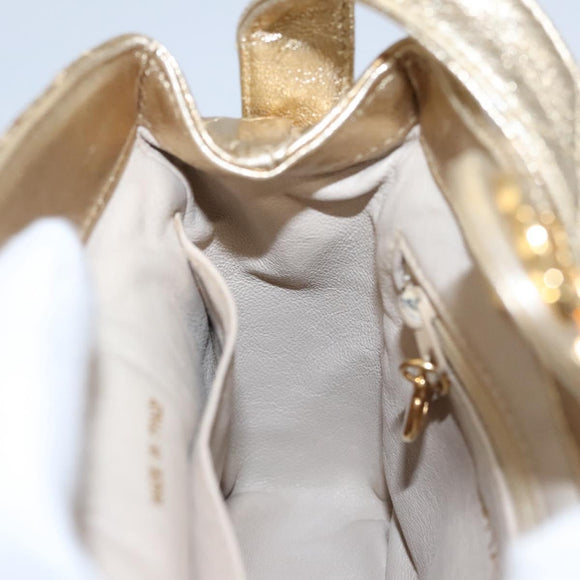 CHANEL Matelasse Shoulder Bag Lamb Skin Gold CC Auth 114942A