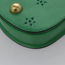CELINE Shoulder Bag Leather Green Gold Auth 114967V-14