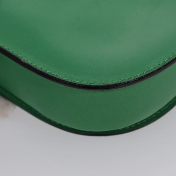 CELINE Shoulder Bag Leather Green Gold Auth 114967V