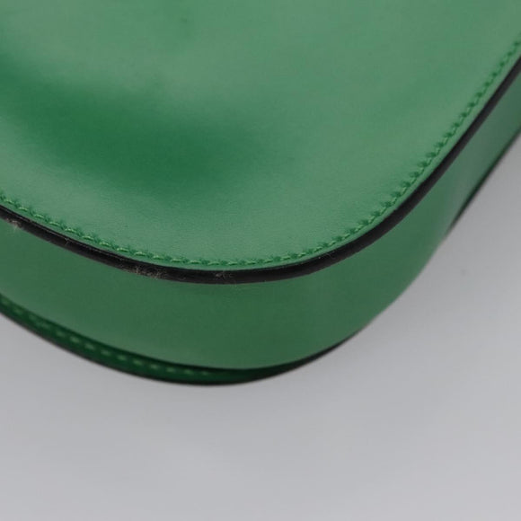 CELINE Shoulder Bag Leather Green Gold Auth 114967V