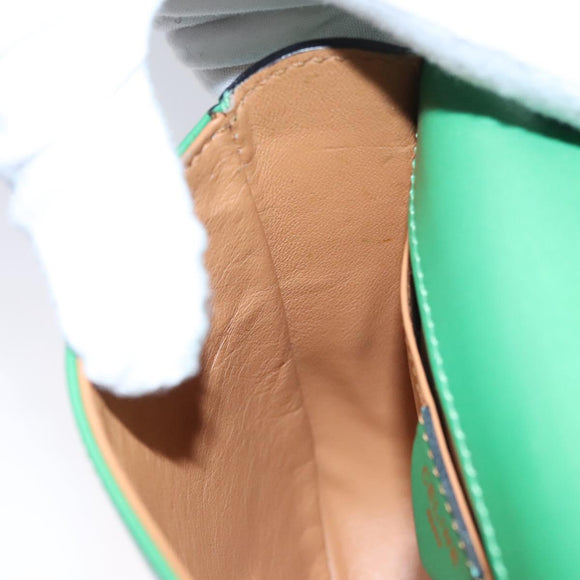 CELINE Shoulder Bag Leather Green Gold Auth 114967V