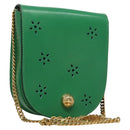 CELINE Shoulder Bag Leather Green Gold Auth 114967V-1