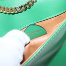 CELINE Shoulder Bag Leather Green Gold Auth 114967V-12