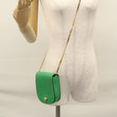 CELINE Shoulder Bag Leather Green Gold Auth 114967V-21