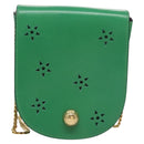 CELINE Shoulder Bag Leather Green Gold Auth 114967V-13