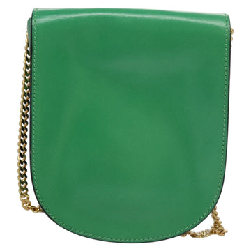 CELINE Shoulder Bag Leather Green Gold Auth 114967V - 0