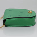 CELINE Shoulder Bag Leather Green Gold Auth 114967V-4