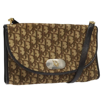 Christian Dior Trotter Canvas Shoulder Bag Brown Auth 114998