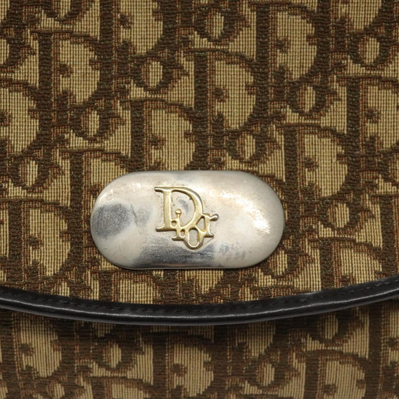 Christian Dior Trotter Canvas Shoulder Bag Brown Auth 114998