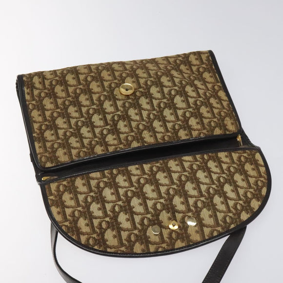 Christian Dior Trotter Canvas Shoulder Bag Brown Auth 114998
