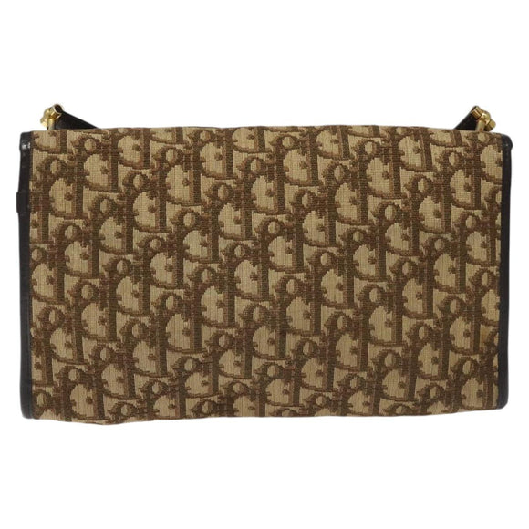 Christian Dior Trotter Canvas Shoulder Bag Brown Auth 114998