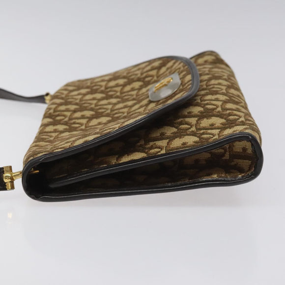 Christian Dior Trotter Canvas Shoulder Bag Brown Auth 114998