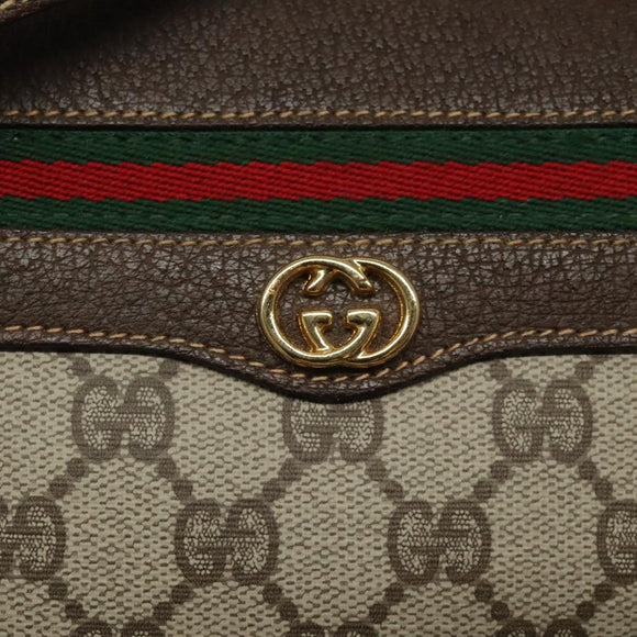 GUCCI GG Supreme Web Sherry Line Bag PVC Beige Gold 001 123 0918 Auth 115011