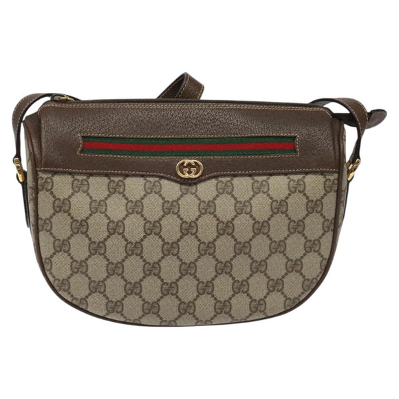 GUCCI GG Supreme Web Sherry Line Bag PVC Beige Gold 001 123 0918 Auth 115011