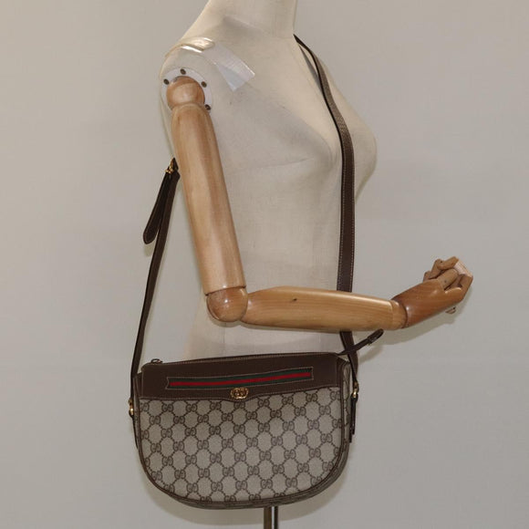 GUCCI GG Supreme Web Sherry Line Bag PVC Beige Gold 001 123 0918 Auth 115011