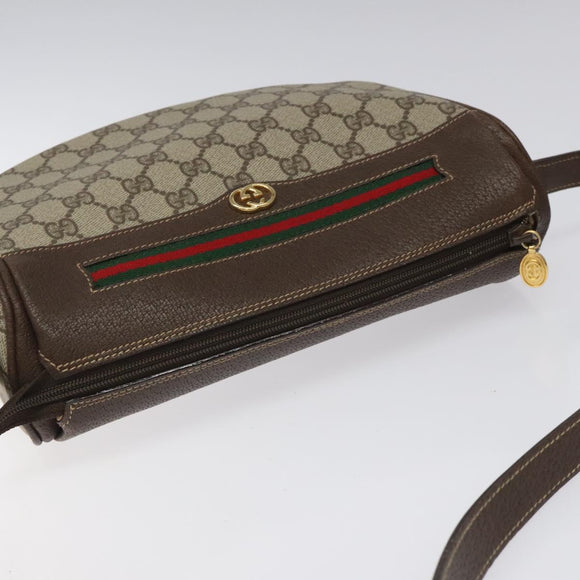 GUCCI GG Supreme Web Sherry Line Bag PVC Beige Gold 001 123 0918 Auth 115011