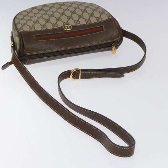 GUCCI GG Supreme Web Sherry Line Bag PVC Beige Gold 001 123 0918 Auth 115011