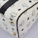 MCM Vicetos Logogram Hand Bag PVC Leather 2way White Gold Auth 115026-13