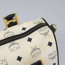 MCM Vicetos Logogram Hand Bag PVC Leather 2way White Gold Auth 115026-14
